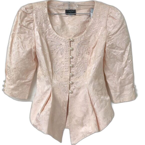 Cachet Vintage Beaded Button-Up Jacket - Size 7/8 - Picture 1 of 7